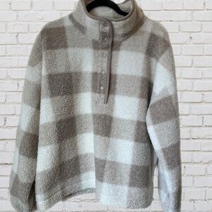 LOFT Checkered Sherpa Snap Collar